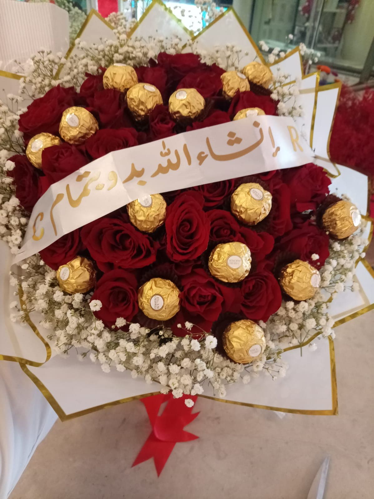Bouquet Fleurs rouges & Chocolat